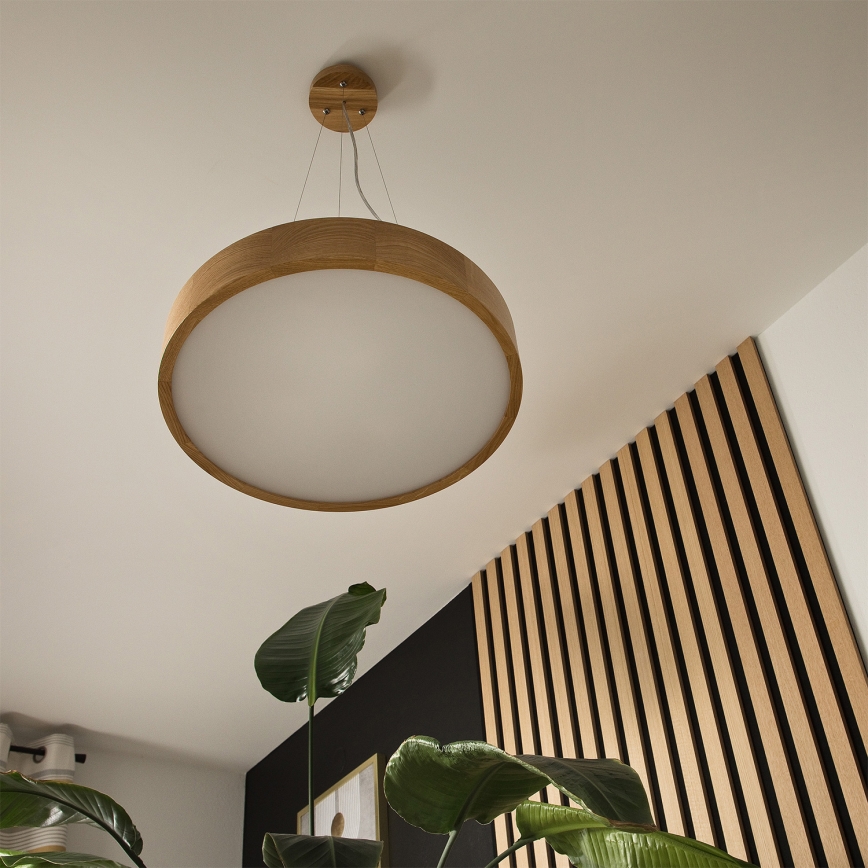 Brilagi - LED RGBW regulējama pakaramā lampa uz troses CARVALHO 3xE27/9W/230V 2700-6500K Wi-Fi ozols pr. 47,5 cm