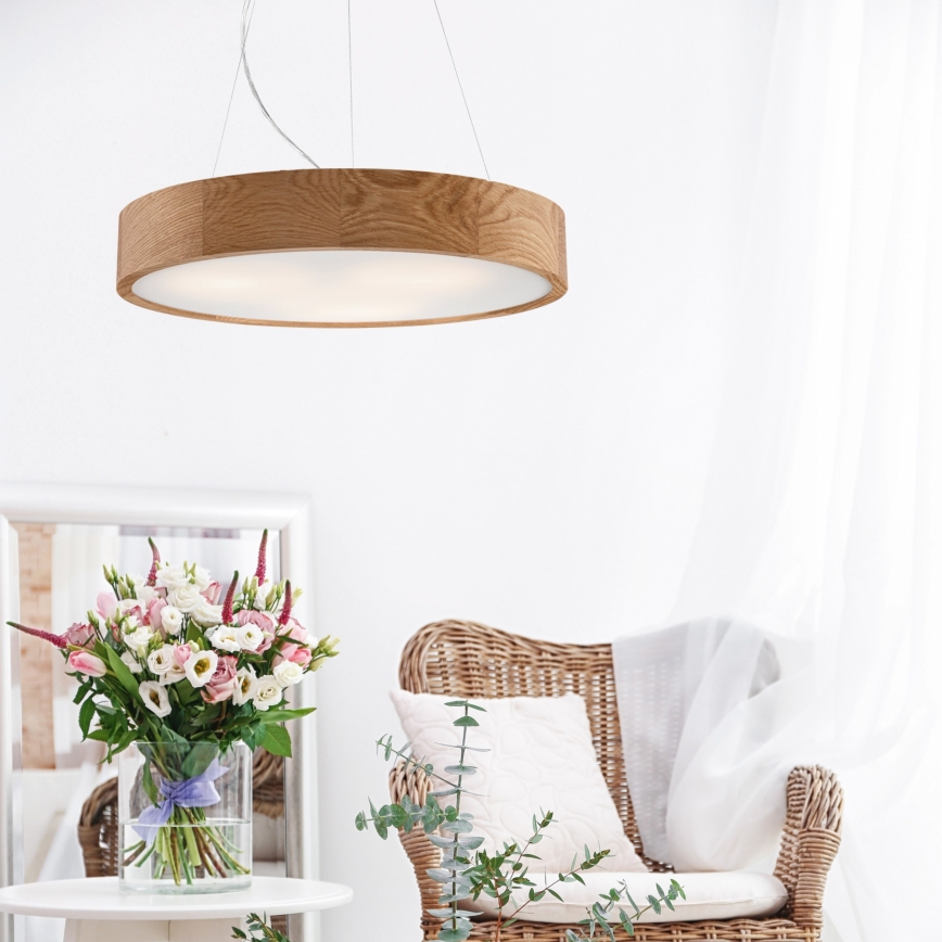 Brilagi - LED RGBW regulējama pakaramā lampa uz troses CARVALHO 3xE27/9W/230V 2700-6500K Wi-Fi ozols pr. 47,5 cm