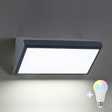 Brilagi - LED RGBW dimējams āra sienas gaismeklis TRIANGLE 1xE27/9W/230V 2700-6500K IP65 antracīts