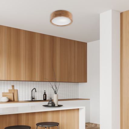 Brilagi - LED RGBW aptumšojams griestu gaismeklis CARVALHO 1xE27/9W/230V 2700–6500K Wi-Fi ozols Ø 27,5 cm