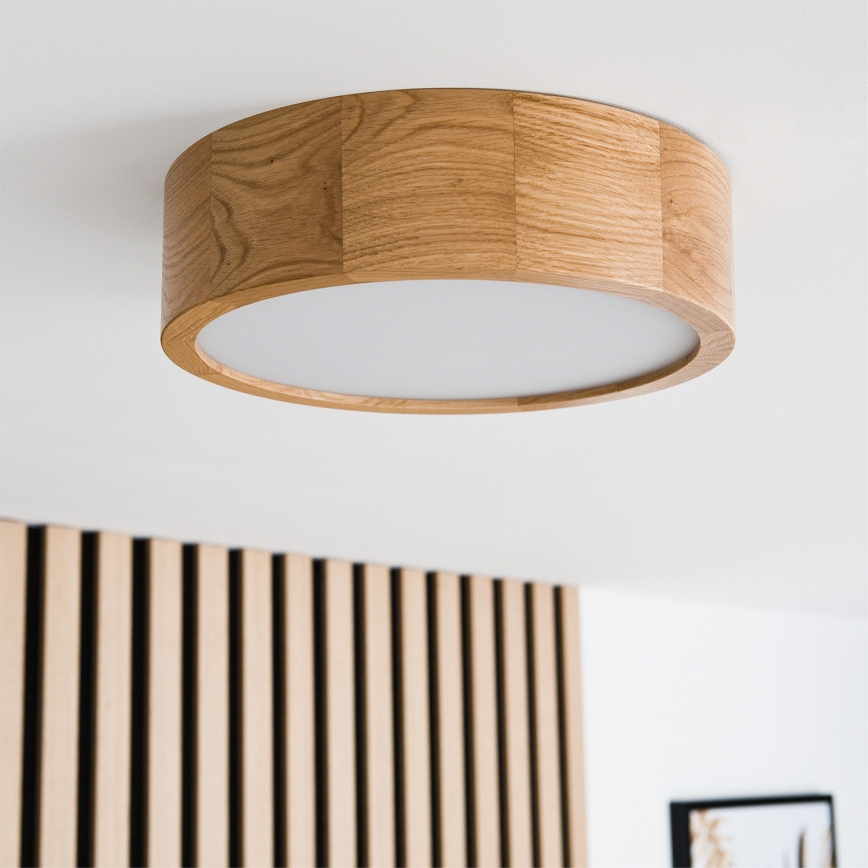 Brilagi - LED RGBW aptumšojams griestu gaismeklis CARVALHO 1xE27/9W/230V 2700–6500K Wi-Fi ozols Ø 27,5 cm