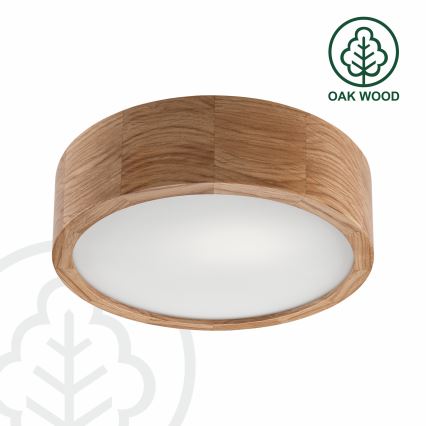 Brilagi - LED RGBW aptumšojams griestu gaismeklis CARVALHO 1xE27/9W/230V 2700–6500K Wi-Fi ozols Ø 27,5 cm