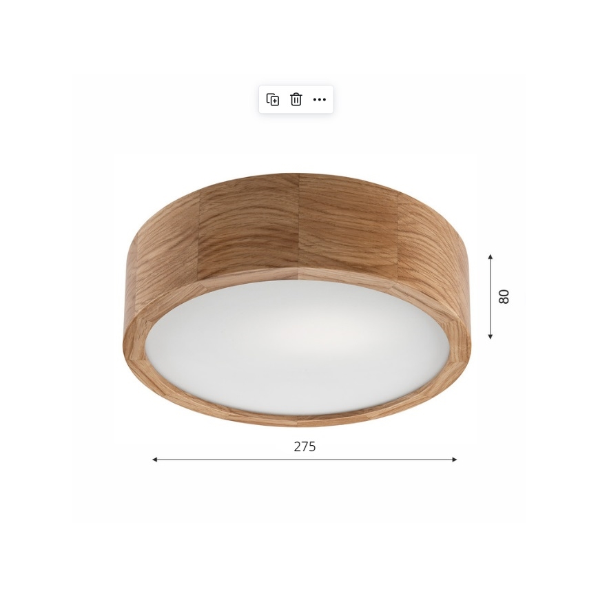 Brilagi - LED RGBW aptumšojams griestu gaismeklis CARVALHO 1xE27/9W/230V 2700–6500K Wi-Fi ozols Ø 27,5 cm