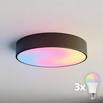BRILAGI - LED RGBW dimējams griestu gaismeklis CLARE 3xE27/12W/230V 2700-6500K Ø 40 cm melns