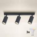 Brilagi - LED RGBW dimējams punktveida gaismeklis SELE 3xGU10/4,8W/230V 3000K antracīts + tālvadības pults