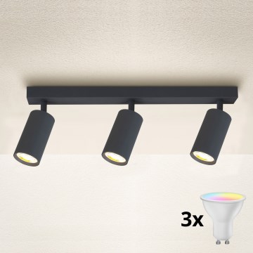 Brilagi - LED RGBW dimējams punktveida gaismeklis SELE 3xGU10/4,8W/230V 3000K antracīts + tālvadības pults