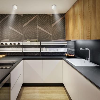 Brilagi - LED RGBW virziena gaismeklis MIA ar regulējamu spilgtumu, 1xGU10/6W/230V, 3000K, 84x80 mm, balts + tālvadība