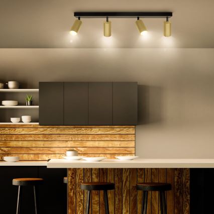 Brilagi - LED RGBW ieliekamais gaismeklis ar regulējamu spilgtumu SELE GOLDEN 4xGU10/6W/230V 3000K melns/zelta + tālvadības pults