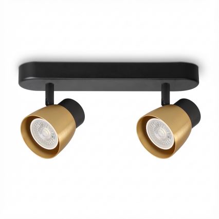 Brilagi - LED RGBW dimējams virziena gaismeklis NUGGET 2xGU10/4,8W/230V 3000K melns/zeltains + tālvadības pults
