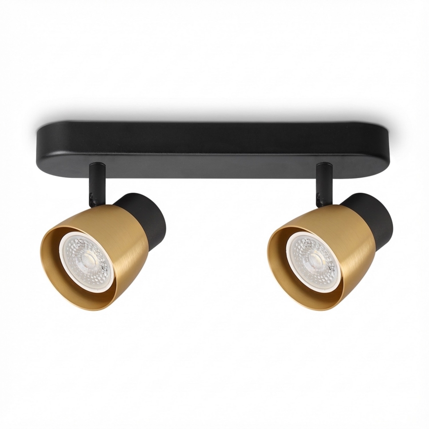 Brilagi - LED RGBW dimējams virziena gaismeklis NUGGET 2xGU10/4,8W/230V 3000K melns/zeltains + tālvadības pults