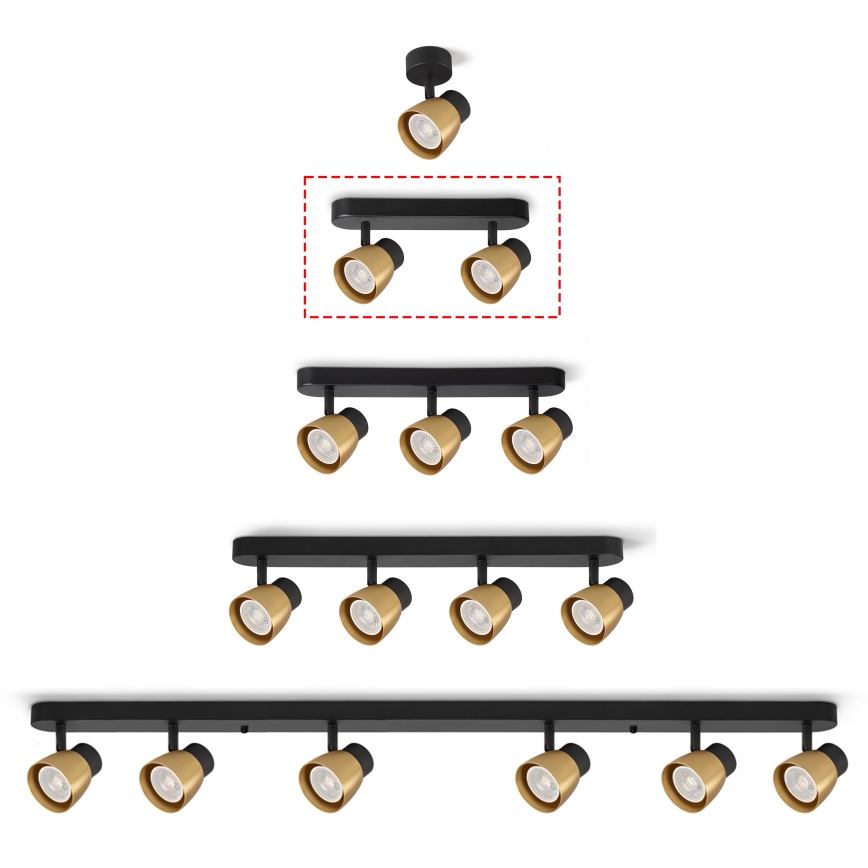 Brilagi - LED RGBW dimējams virziena gaismeklis NUGGET 2xGU10/6W/230V 3000K melns/zeltains + tālvadības pults