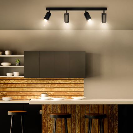 Brilagi - LED RGBW dimmējams spot gaismeklis SELE 4xGU10/4,8W/230V 3000K melns/zelts + tālvadības pults