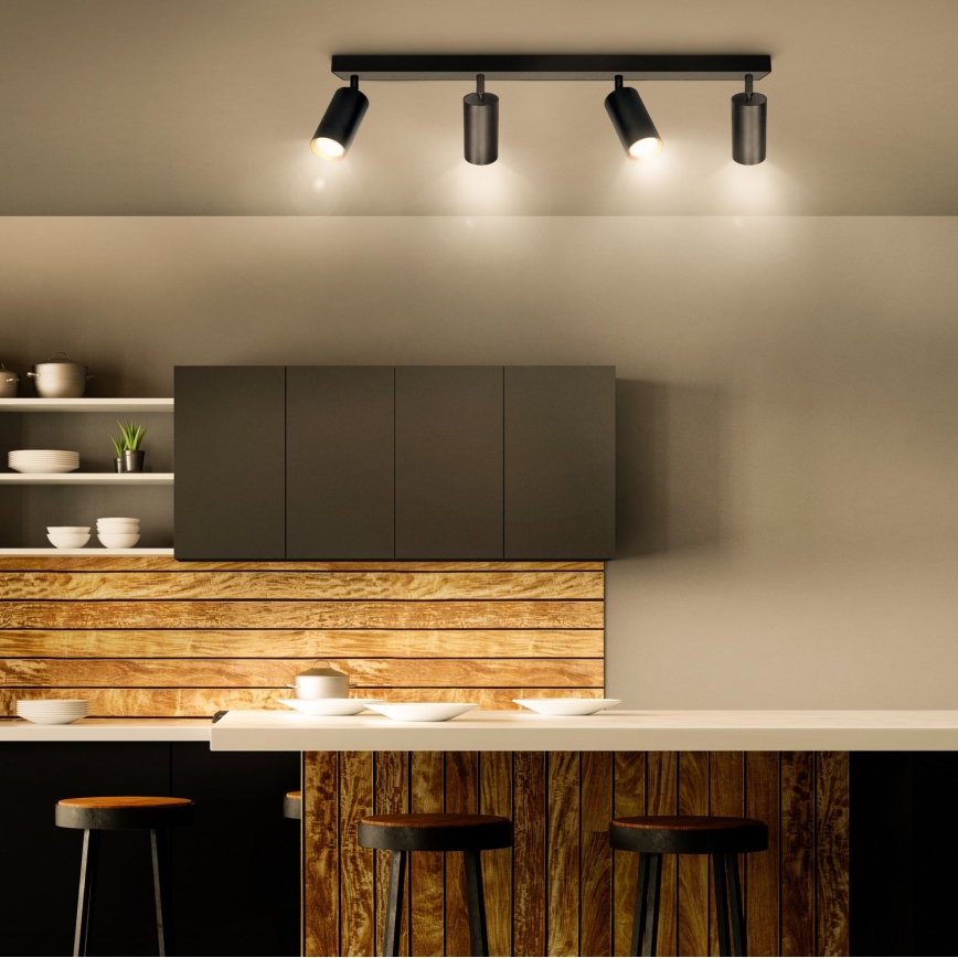 Brilagi - LED RGBW dimmējams spot gaismeklis SELE 4xGU10/4,8W/230V 3000K melns/zelts + tālvadības pults
