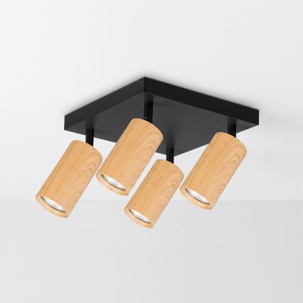 BRILAGI - LED RGBW regulējams punktveida gaismeklis SELE SQUARE 4xGU10/6,5W/230V 2700-6500K melns/ozola dekors