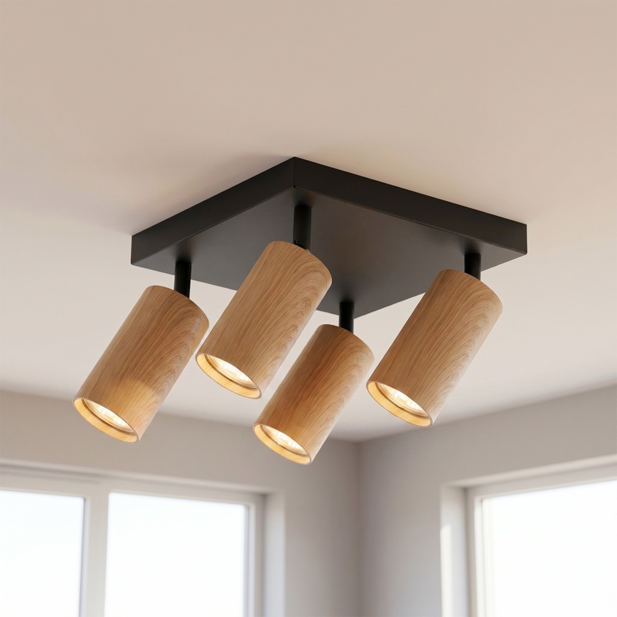 BRILAGI - LED RGBW regulējams punktveida gaismeklis SELE SQUARE 4xGU10/6,5W/230V 2700-6500K melns/ozola dekors
