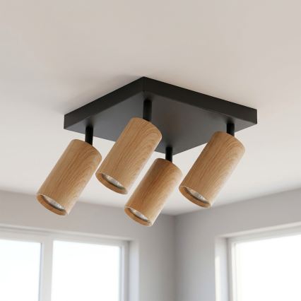 BRILAGI - LED RGBW regulējams punktveida gaismeklis SELE SQUARE 4xGU10/6,5W/230V 2700-6500K melns/ozola dekors