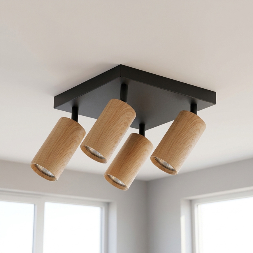 BRILAGI - LED RGBW regulējams punktveida gaismeklis SELE SQUARE 4xGU10/6,5W/230V 2700-6500K melns/ozola dekors