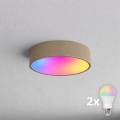 BRILAGI - LED RGBW dimmējama griestu lampa CLARE 2xE27/12W/230V 2700-6500K Ø 30 cm bēša