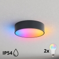 BRILAGI - LED RGBW dimmējama vannas istabas griestu lampa CLARE 2xE27/12W/230V Ø 30 cm antracīta IP54