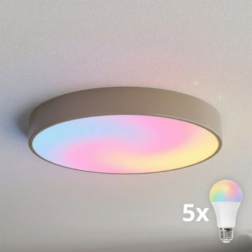 BRILAGI - LED RGBW dimmējamais griestu gaismeklis CLARE 5xE27/12W/230V 2700-6500K Ø 60 cm Wi‑Fi bēšs
