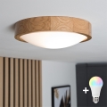 BRILAGI - LED RGBW dimmējams griestu gaismeklis CARVALHO SLIM 1xE27/12W/230V 2700–6500K ozols Ø27 cm