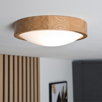 Brilagi - LED RGBW dimmējams griestu gaismeklis CARVALHO SLIM 1xE27/15W/230V 2700–6500K Wi-Fi ozols Ø27 cm