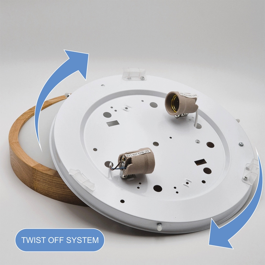 Brilagi - LED RGBW regulējama griestu lampa CARVALHO SLIM 2xE27/15W/230V 2700-6500K Wi-Fi, ozola apdare, Ø 37 cm