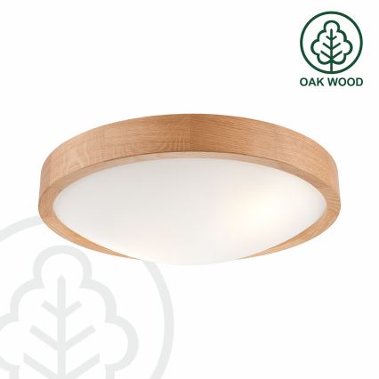 Brilagi - LED RGBW regulējama griestu lampa CARVALHO SLIM 2xE27/15W/230V 2700-6500K Wi-Fi, ozola apdare, Ø 37 cm