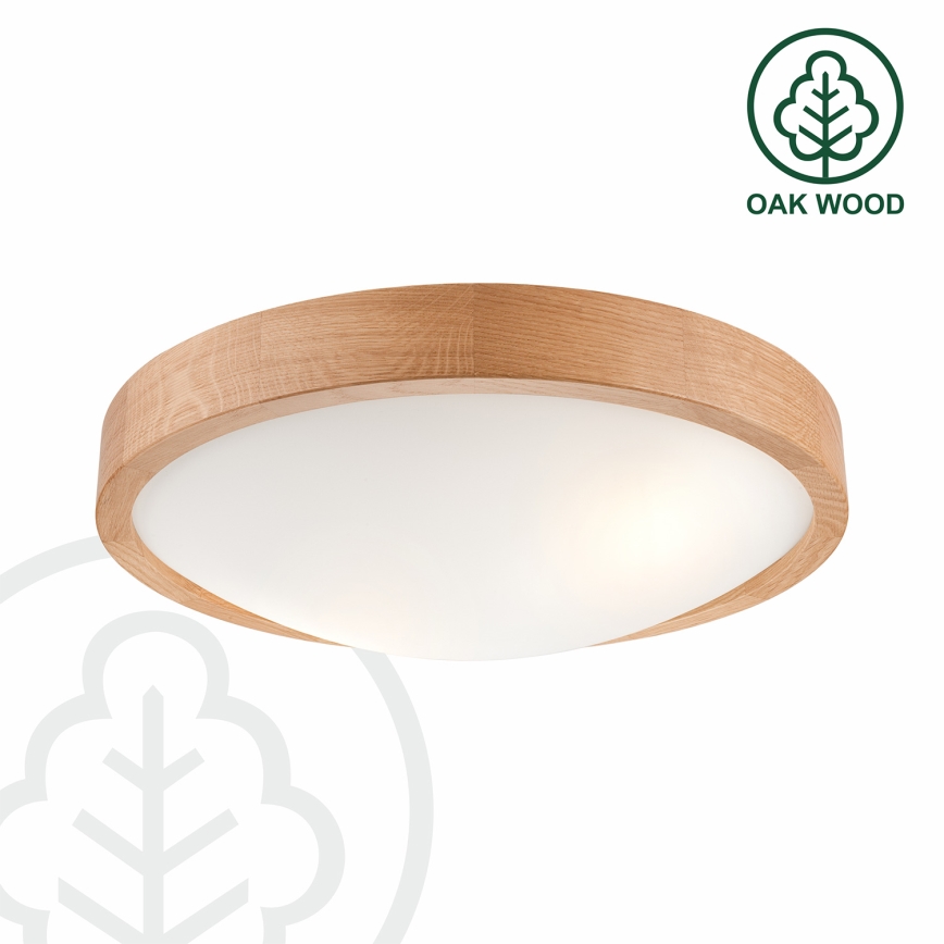 Brilagi - LED RGBW regulējama griestu lampa CARVALHO SLIM 2xE27/15W/230V 2700-6500K Wi-Fi, ozola apdare, Ø 37 cm