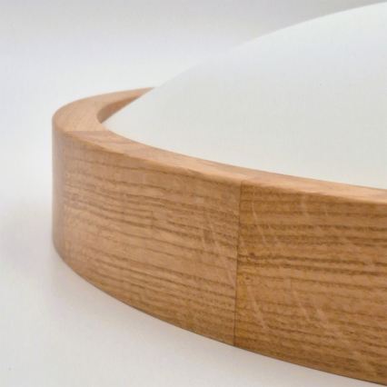Brilagi - LED RGBW regulējama griestu lampa CARVALHO SLIM 2xE27/9W/230V 2700-6500K Wi-Fi, ozola apdare, Ø 37 cm