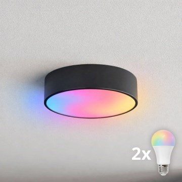 Brilagi - LED RGBW dimmējams griestu gaismeklis CLARE 2xE27/9W/230V 2700–6500K Ø 30 cm Wi-Fi melns