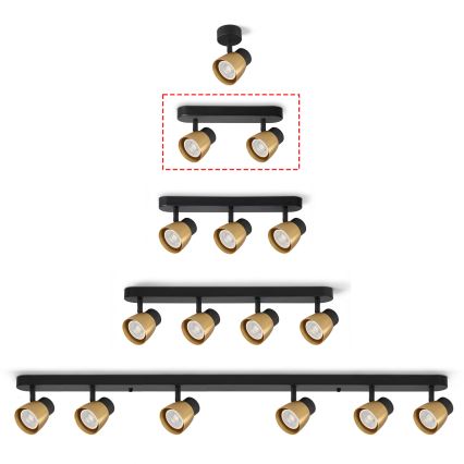 Brilagi - LED RGBW regulējams virziena gaismeklis NUGGET 2xGU10/6W/230V 2700-6500K Wi-Fi melna/zelta