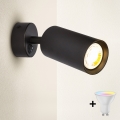 BRILAGI - LED RGBW dimmējams sienas spot gaismeklis ar slēdzi SELE 1xGU10/4,8W/230V 3000K melns + tālvadības pults
