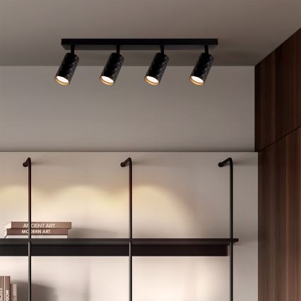 Brilagi - Regulējams LED RGBW punktveida gaismeklis SELE DIAMANT 4xGU10/4,8W/230V 3000K melns + tālvadība