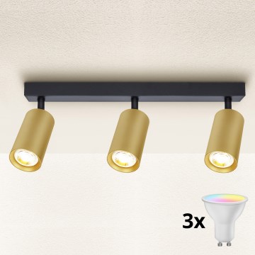 Brilagi - LED RGBW dimmējams spot gaismeklis SELE GOLDEN 3xGU10/6W/230V 2700–6500K melns/zelts