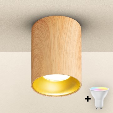 Brilagi - LED RGBW dimmējams spota gaismeklis TRINE 1xGU10/6W/230V 3000K ozola dekors + tālvadības pults