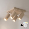 BRILAGI - LED RGBW dimmējams spotgaismeklis SELE SQUARE 4xGU10/6,5W/230V 2700–6500K bēšs
