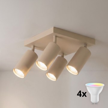 BRILAGI - LED RGBW dimmējams spotgaismeklis SELE SQUARE 4xGU10/6,5W/230V 2700–6500K bēšs