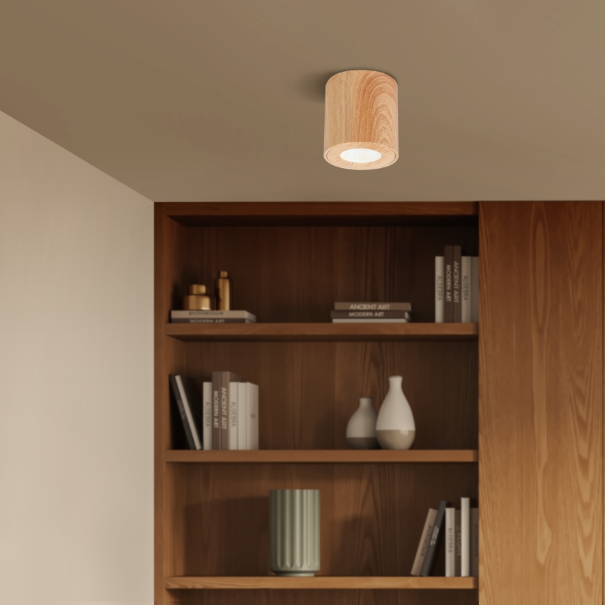 Brilagi - LED RGBW regulējams vannas istabas gaismeklis MIA 1xGU10/4,8W/230V 3000K 84x80 mm ozolkoka dekors IP44 + tālvadības pults