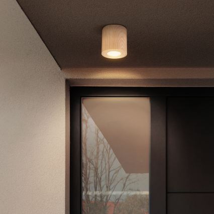 Brilagi - LED RGBW regulējams vannas istabas gaismeklis MIA 1xGU10/4,8W/230V 3000K 84x80 mm ozolkoka dekors IP44 + tālvadības pults