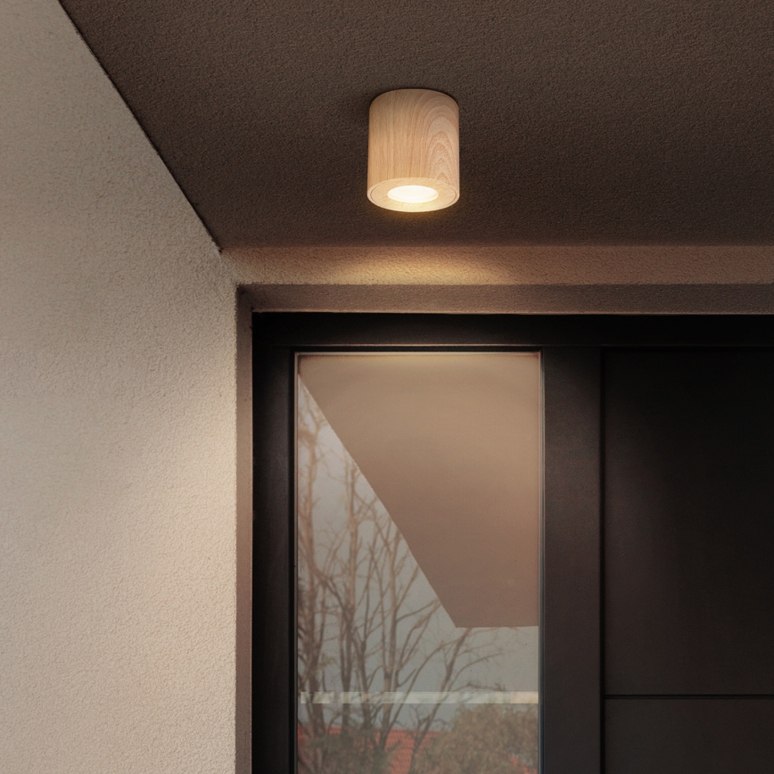 Brilagi - LED RGBW regulējams vannas istabas gaismeklis MIA 1xGU10/4,8W/230V 3000K 84x80 mm ozolkoka dekors IP44 + tālvadības pults