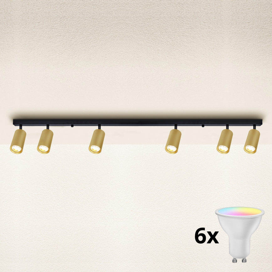 Brilagi - LED RGBW dimmējams virziena gaismeklis SELE GOLDEN 6xGU10/6,5W/230V 2700-6500K melns/zelts