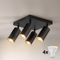 BRILAGI - LED RGBW dimmējams virziena gaismeklis SELE SQUARE 4xGU10/6,5W/230V 2700-6500K melna/zelta