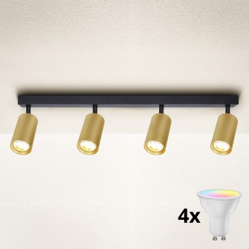 Brilagi - LED RGBW ieliekamais gaismeklis ar regulējamu spilgtumu SELE GOLDEN 4xGU10/6W/230V 3000K melns/zelta + tālvadības pults