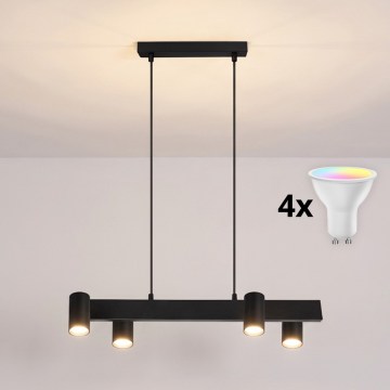 BRILAGI - LED RGBW piekaramā lampa ar regulējamu spilgtumu SELE uz troses 4xGU10/6,5W/230V 2700-6500K melna