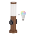 Brilagi - LED RGBW regulējama āra lampa ar 2 kontaktligzdām 1xE27/9W/230V 2700-6500K IP44 40 cm brūna