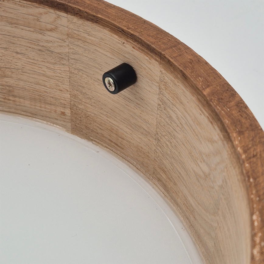 Brilagi - LED RGBW regulējama griestu lampa CARVALHO 1xE27/15W/230V 2700-6500K Wi-Fi ozola apdare Ø 27,5 cm