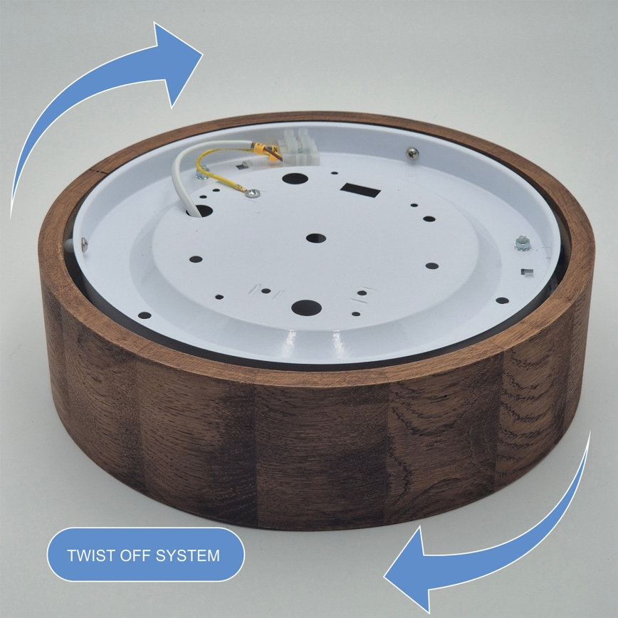 Brilagi - LED RGBW regulējama griestu lampa CARVALHO 1xE27/15W/230V 2700-6500K Wi-Fi ozola apdare Ø 27,5 cm