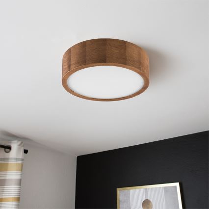 Brilagi - LED RGBW regulējama griestu lampa CARVALHO 1xE27/9W/230V 2700-6500K Wi-Fi ozola apdare Ø 27,5 cm