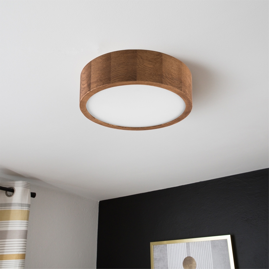 Brilagi - LED RGBW regulējama griestu lampa CARVALHO 1xE27/9W/230V 2700-6500K Wi-Fi ozola apdare Ø 27,5 cm